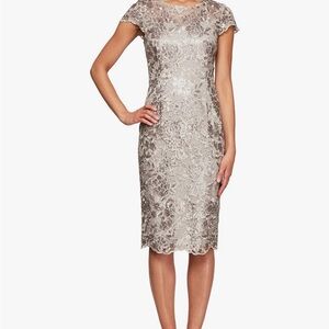 Alex Evenings Gold Flutter Sleeve Sheath Dress